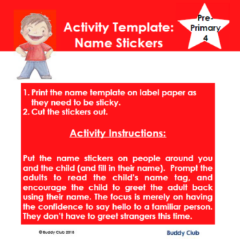 4. Activity - My Name is.... Stickers